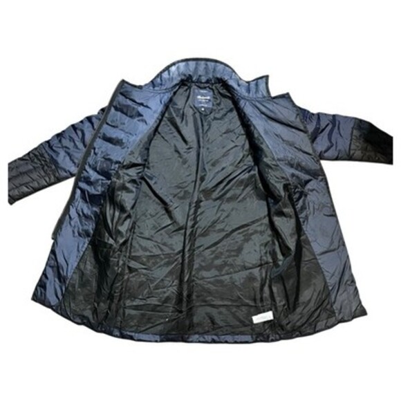Madewell Womens XS Quilted Down Puffer Coat-Dark Navy & Black Asymmetrical Zip - Picture 3 of 15